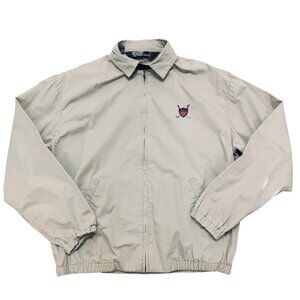 VTG Polo Ralph Lauren Golf Jacket Beige Sz S Devil Patch Lightweight Full Zip